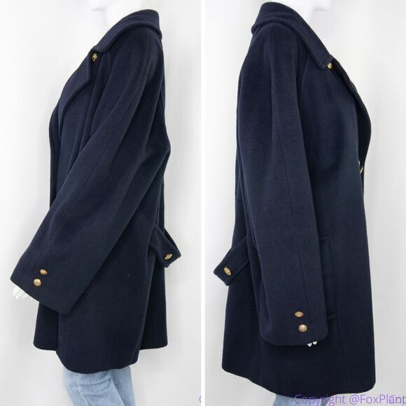 Vintage Talbots Pea Coat, USA made, wool,‎ navy blue, size 16 - Picture 14 of 16